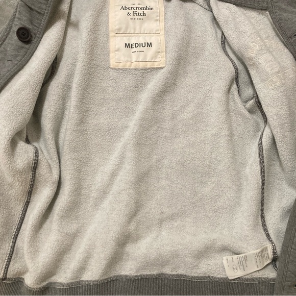 Abercrombie & Fitch Muscle Fit Hoodie Charcoal Button-Up Sweater Medium - Picture 12 of 14